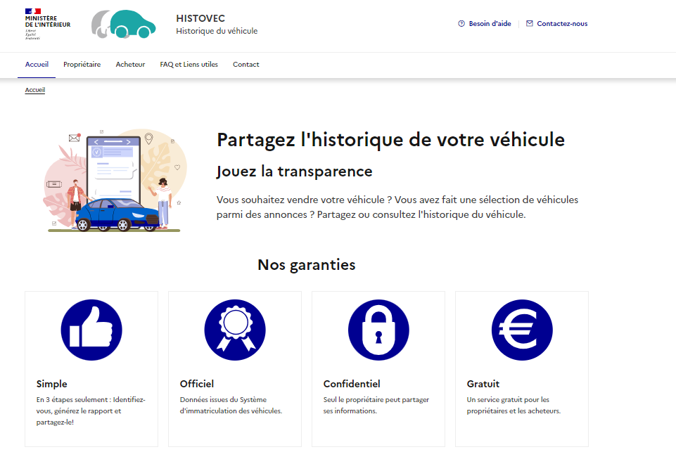 Pages d'accueil du site histovec